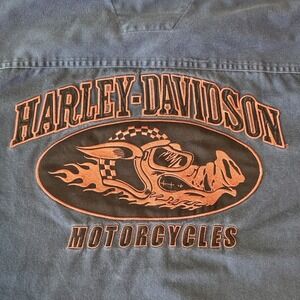 Harley Davidson Road Hog Embroidered Work Shirt Men's Medium Button Down